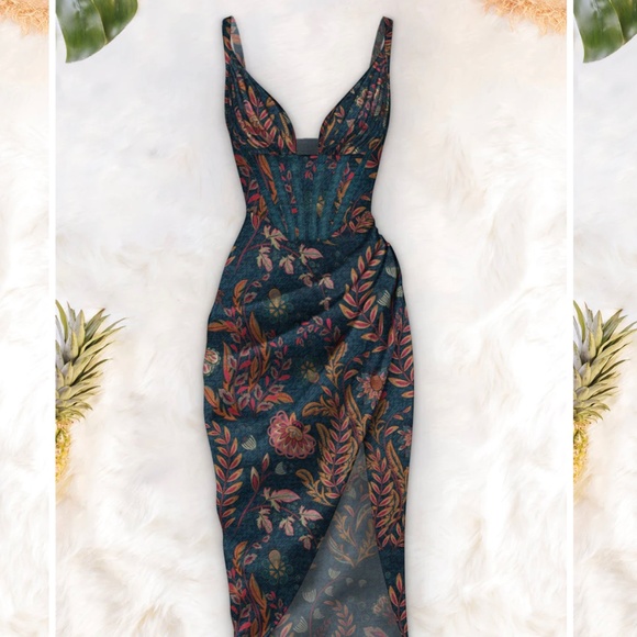 Averie Dresses & Skirts - Halley Draped Midi Dress | Floral Party Dress